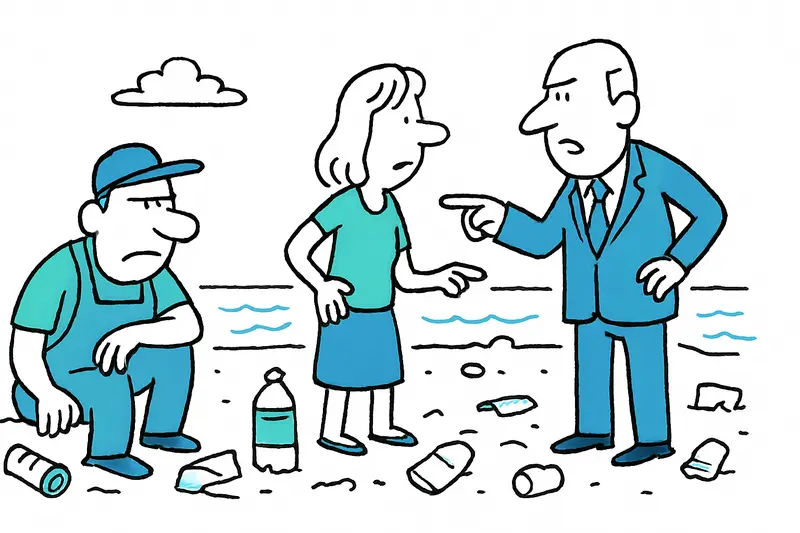 Vermüllter Strand an der Playa de Palma mit verstreutem Abfall