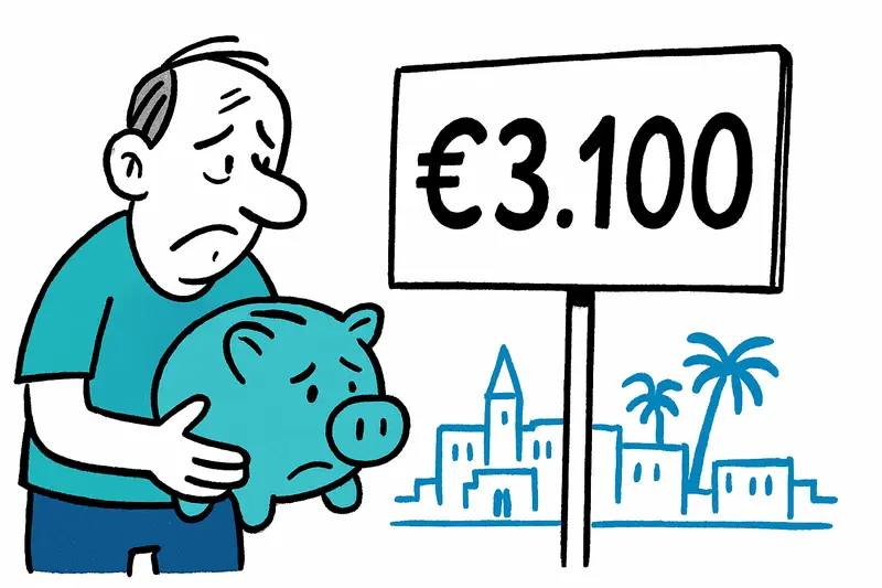 Paseo Marítimo mit Wohnhäusern und Mercat de l'Olivar im Hintergrund, symbolisiert hohe Wohnkosten.