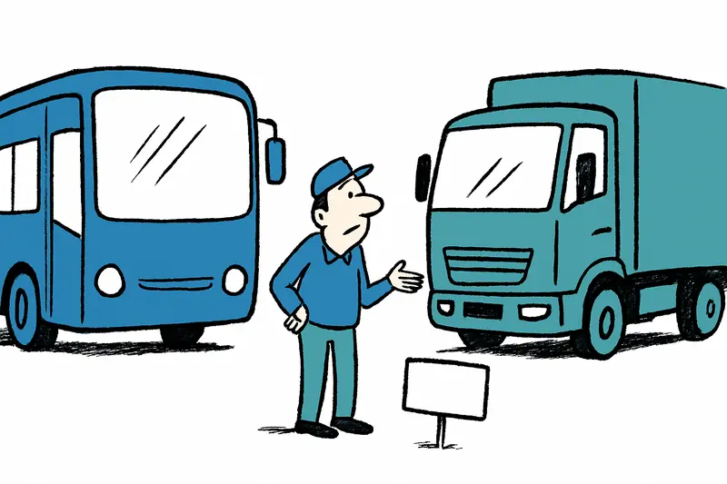 Empty buses at a depot in Mallorca with closed doors and no drivers