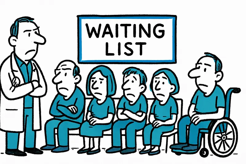 People waiting in the corridor outside the operating area at Son Llàtzer hospital