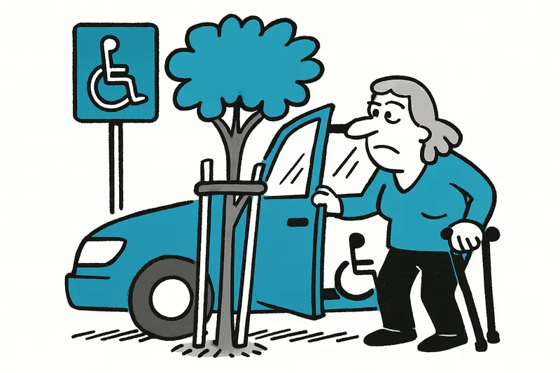 Palma: Baum und Schild versperren Behindertenparkplatz – was nun?