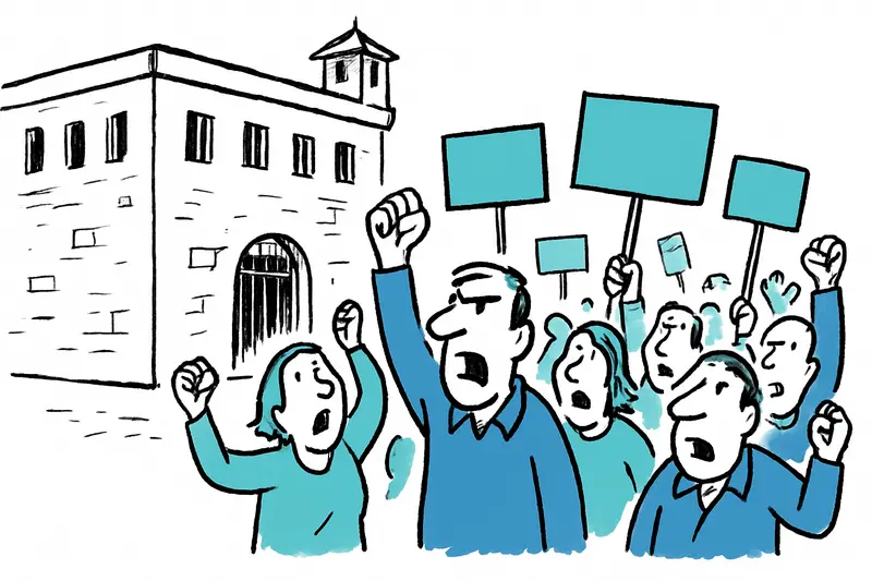 Rund 400 Anwohner protestieren abends vor dem alten Gefängnis in Palma gegen Gewalt, Diebstähle und Übernachtungen