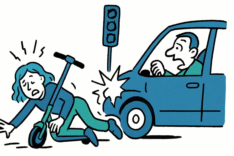 Accident scene on Calle Eusebi Estada with injured e-scooter rider and emergency responders