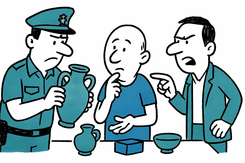 Beschlagnahmte antike Fundstücke aus Mallorca, präsentiert bei Ermittlungen der Guardia Civil.