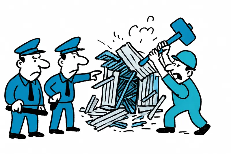 Excavators and police cordoning off Camí de Son Banya during a demolition operation