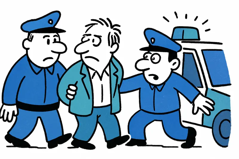 Plainclothes police escort a handcuffed man during an arrest in Ibiza linked to a Dusseldorf real estate investigation