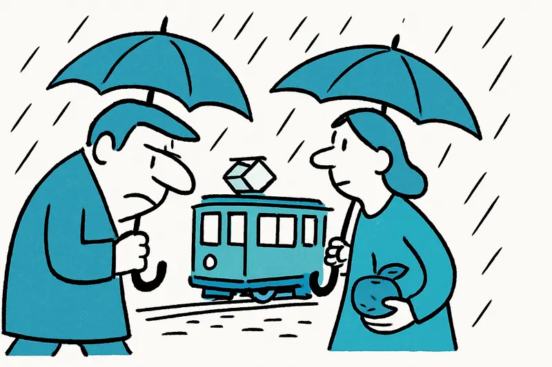 Feuchter Herbstnachmittag in Sóller: Regenschirme, Orangen und Tramgeräusche