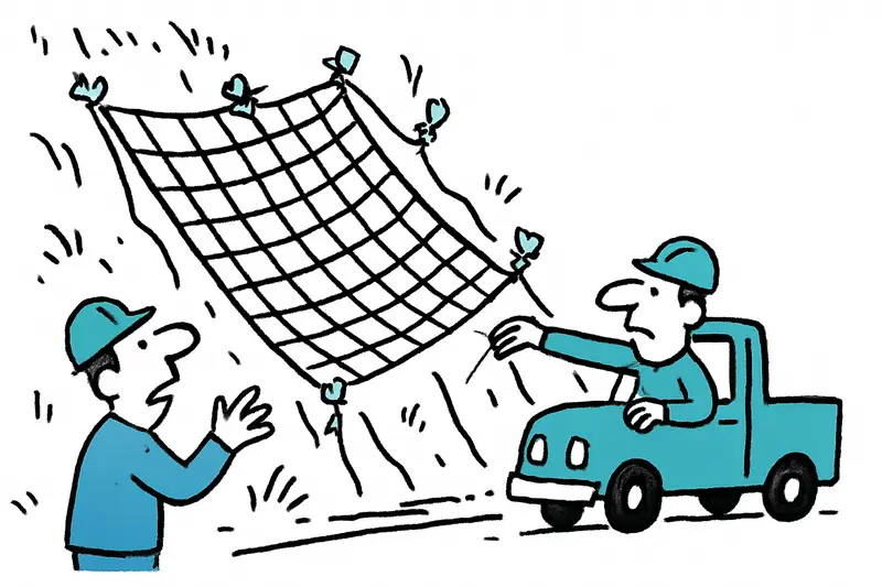 Unstable rocky slope above Fornalutx's main street, marked for stabilization work