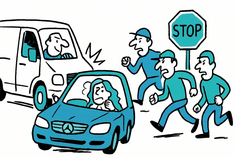 Beschädigter weißer Transporter neben Mercedes an Unfallstelle in Llucmajor, Polizeiabsperrung im Hintergrund.