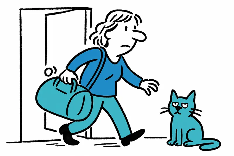 Perro y gato solos en una sala junto a un reloj, ilustrando los límites legales para dejar mascotas en Mallorca.