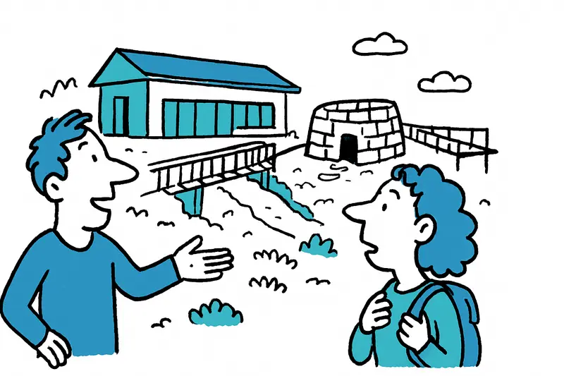 Entwurf des geplanten Interpretationszentrums in s’Illot mit Fußgängerbrücke und Aussichtsplattform.