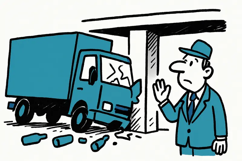 Crushed truck cab collided with a bridge pillar at Porto Pi, emergency responders on scene and traffic backed up.