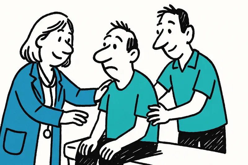 La doctora Milanka Kraemer y el fisioterapeuta Moritz Sportleder conversan en la consulta de Llucmajor.