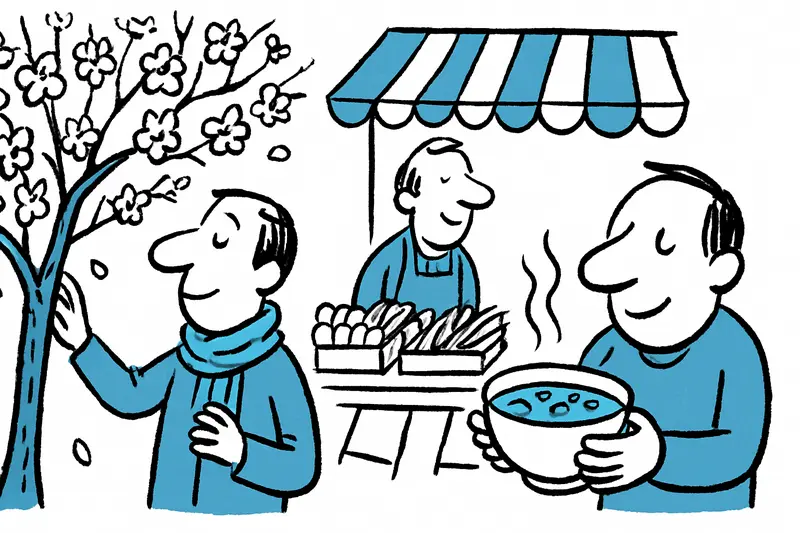 Almond blossoms along a quiet Mallorcan village street in February.