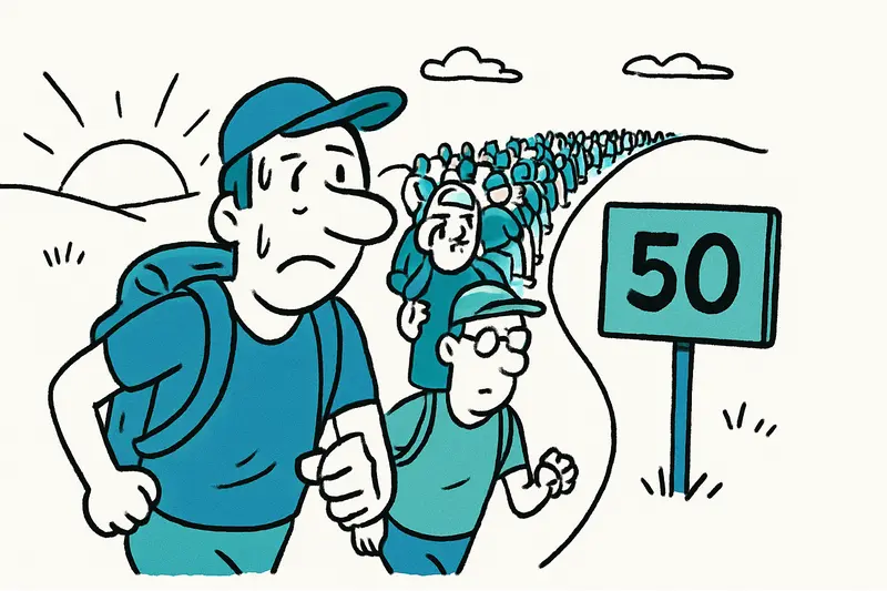 Menschenmenge beim Start des Megamarschs in Alcúdia bei Sonnenaufgang