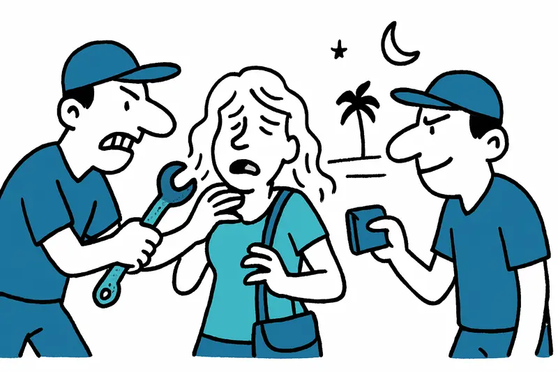 Paseo Maritimo at night with bars and pedestrians — area affected by recent late-night attacks