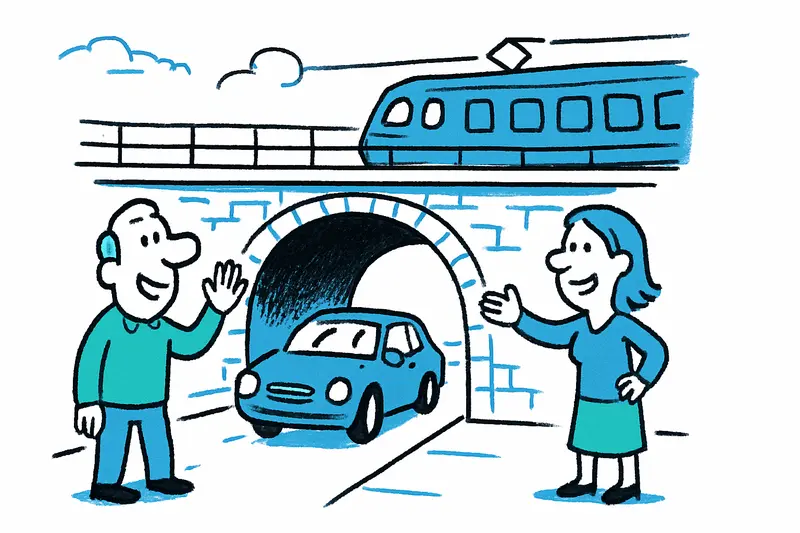 Neue Unterführung unter den Bahngleisen in Verge de Lluc mit zwei Fahrspuren, breitem Gehweg und besserer Übersicht.