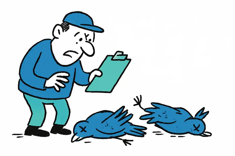 Zwei tote Türkentauben auf dem Boden in Calvià, untersucht nach Nachweis des Newcastle‑Virus auf den Balearen.