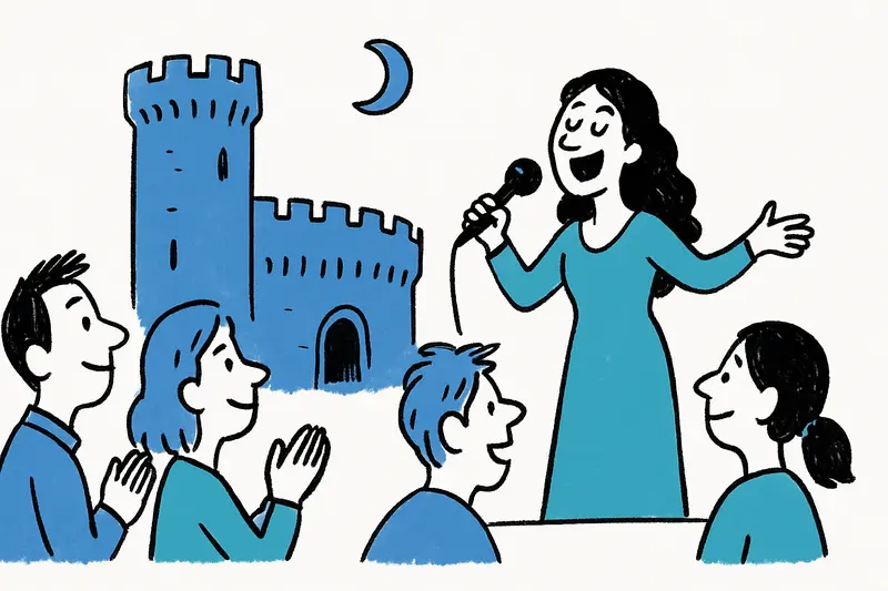 Belén Aguilera actuando en el patio del Castell de Bellver durante la inauguración de Nits a Bellver