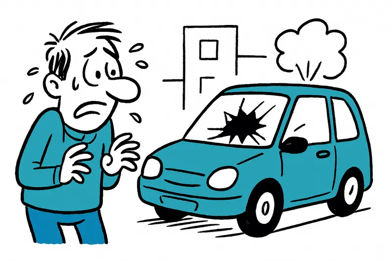Geparkte Autos mit eingeschlagenen Seitenscheiben und besorgte Anwohner, die in Pere Garau auf der Straße stehen.