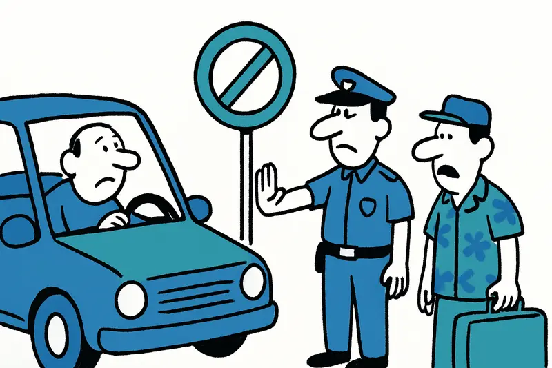 Traffic camera and historic streets of Palma's old town indicating the low-emission zone and foreign license plates