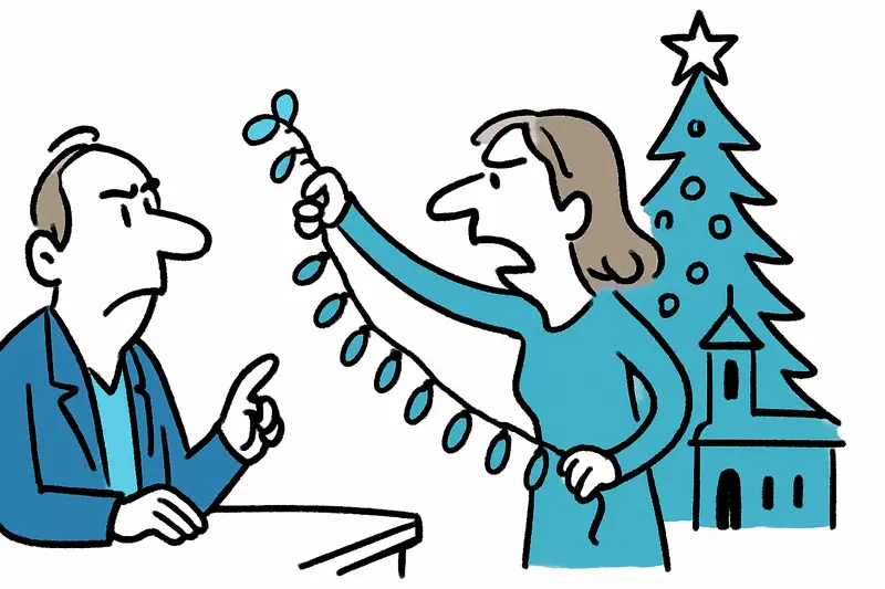 Christmas lights installation and audience at Plaza España in Palma, with artificial snow and family crowd