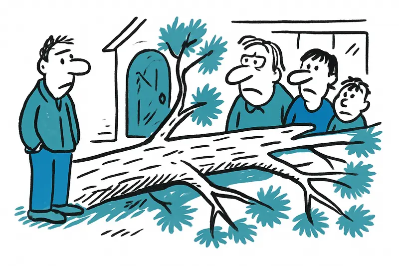 Peguera: Kiefer stürzt um und sperrt Familie ein – Wer räumt die Gefahr weg?