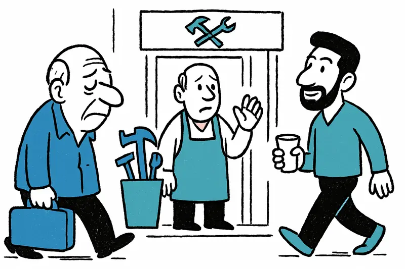 Pere Garau street showing closed traditional storefronts, new businesses and pedestrians amid neighborhood change.