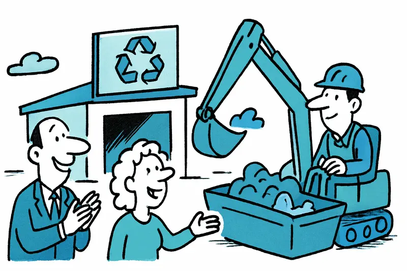 Neuer Punt Verd Llevant Wertstoffhof mit Sammelcontainern und Einfahrt im Industriegebiet Llevant