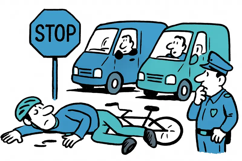 Stoppschild an Landstraße mit zwei Lieferwagen an Unfallstelle zwischen Santa Maria del Camí und Santa Eugènia