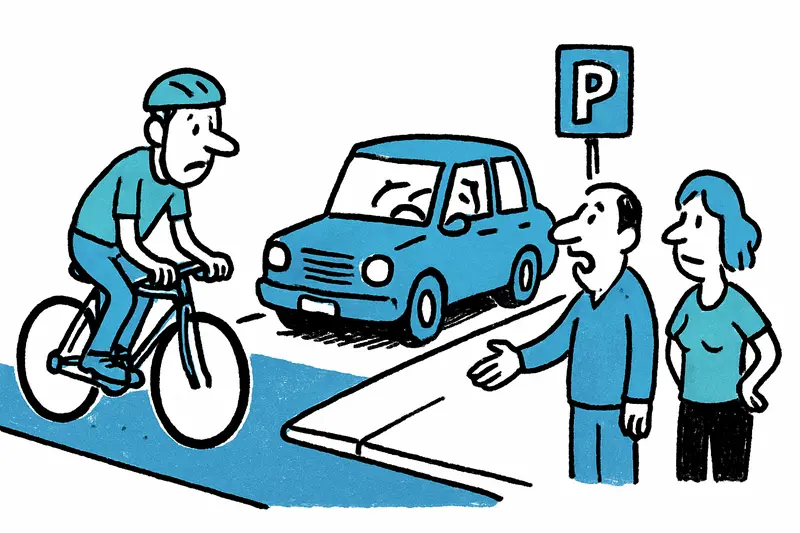 Vista de la Calle Blanquerna y la Calle 31 de Diciembre con la propuesta de señalización para el carril bici