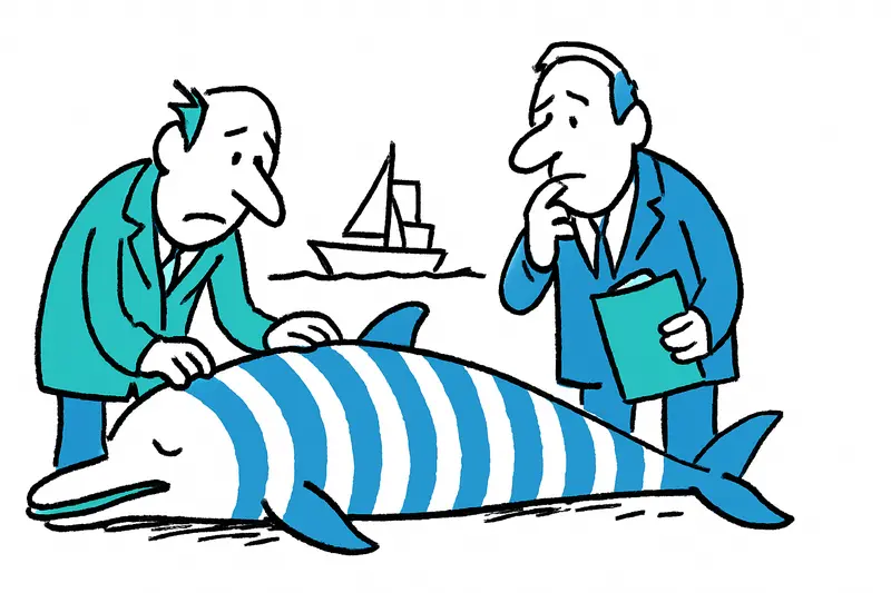 Dead striped dolphin on the Club de Mar mole in Palma