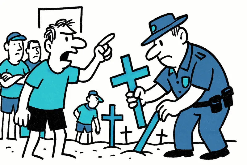 Rettungsschwimmer protestieren in Palma: Polizei entfernt symbolische Kreuze am Strand