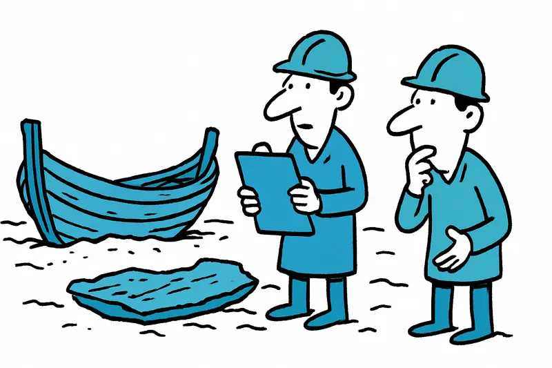 Remains of a late Roman shipwreck off Can Pastilla being documented and lifted in sections