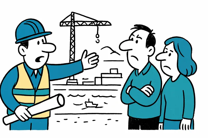 Excavators and workers on the waterfront promenade at Port d'Andratx during renovation work