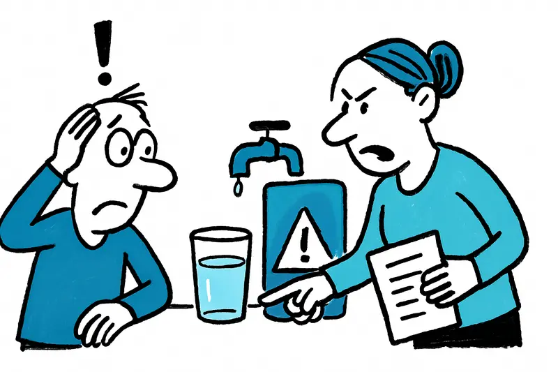 Warnschild zur Trinkwasserqualität in Sa Pobla wegen monatelang erhöhtem Nitratgehalt