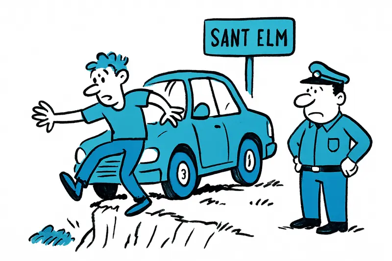 Unfall in Sant Elm: 20‑Jähriger bringt Auto den Abhang hinunter — ohne Führerschein und Versicherung