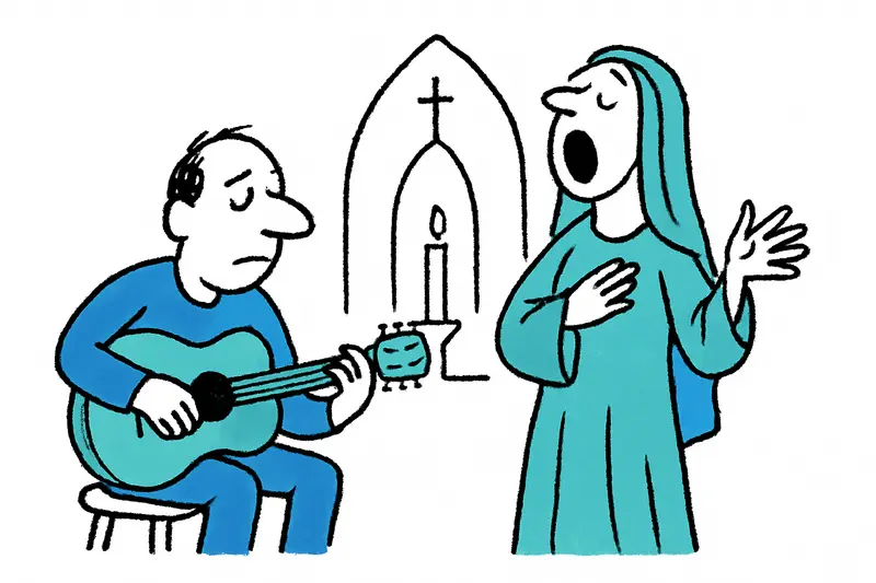 Sibil·la-Aufführung in der dunklen Kathedrale von Palma: Solist singt den Cant de la Sibil·la.