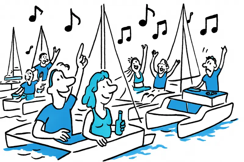 Seven Catamarans, a Party — on the Edge of the Protected Area