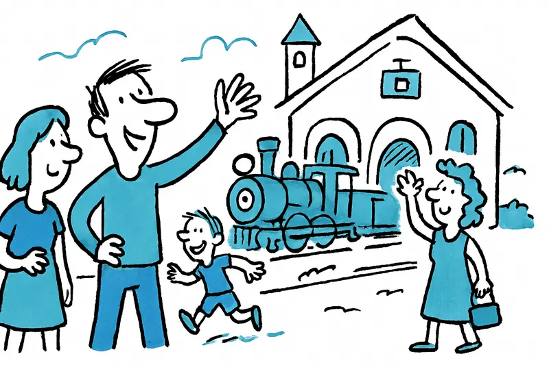 Interior of the Son Carrio museum hall with model trains, visitors and a café