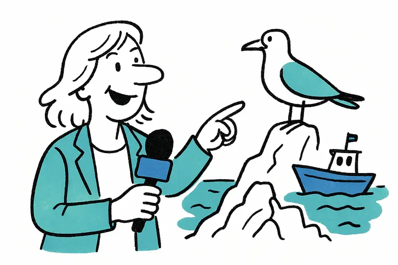 Presentadora de televisión recorriendo Mallorca, observando paisajes y gente local