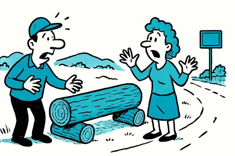 Rustic log benches placed along the roadside between Bunyola and Orient in the Serra de Tramuntana