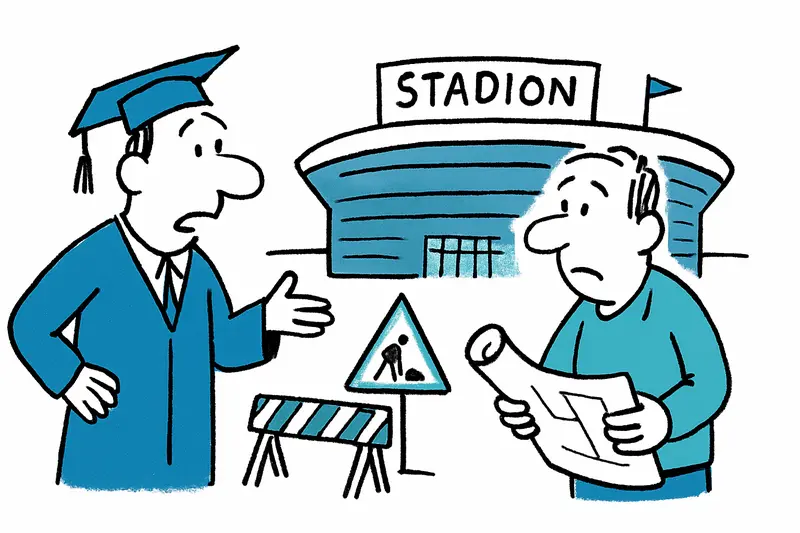 Estadio Son Moix con gradas y césped, propuesto como sede para la ceremonia de graduación universitaria