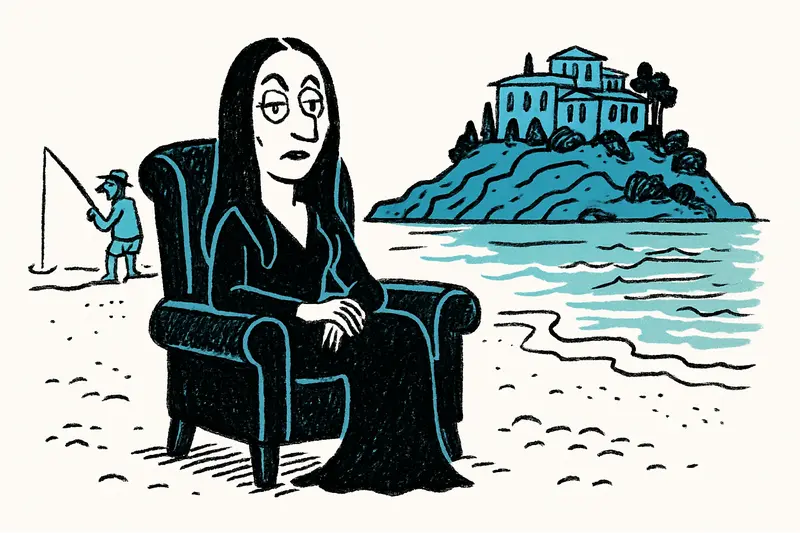 Eigenwilliger Mallorca-Werbespot: Catherine Zeta-Jones als Morticia am Mal‑Pas-Strand