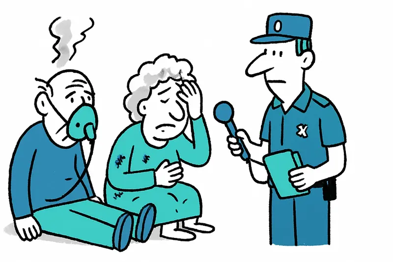 Feuerwehr und Guardia Civil vor ausgebranntem Wohnhaus in Algaida bei Ermittlungen und Löscharbeiten