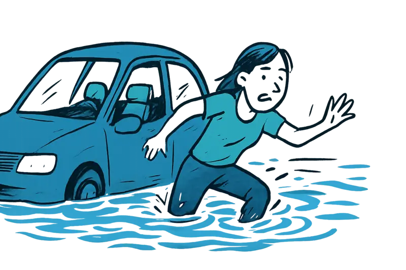 Segundos en el agua: una joven de 19 años se abre paso fuera de un coche inundado en Palma